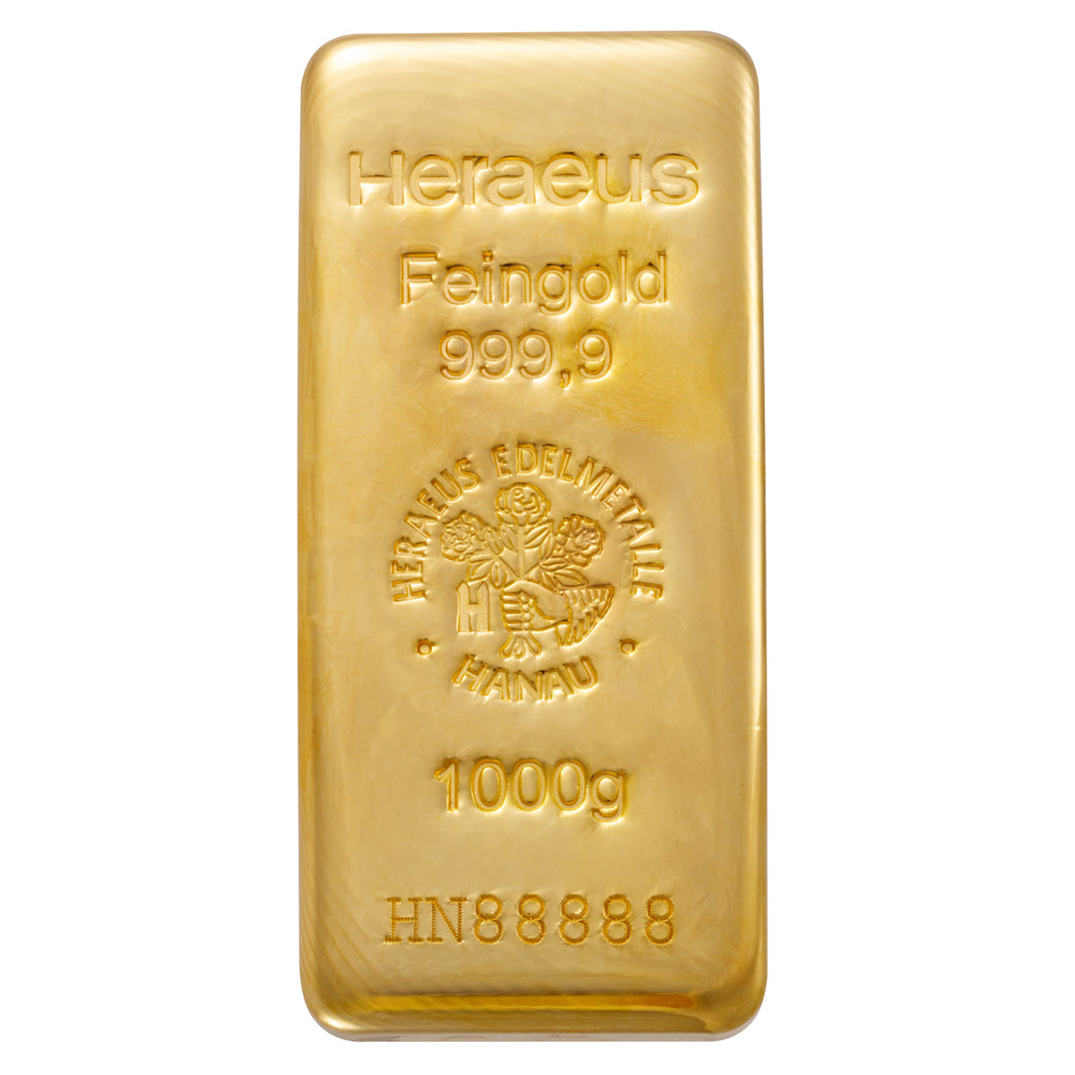 1kg Gold Cast Bar 999.9 (front)