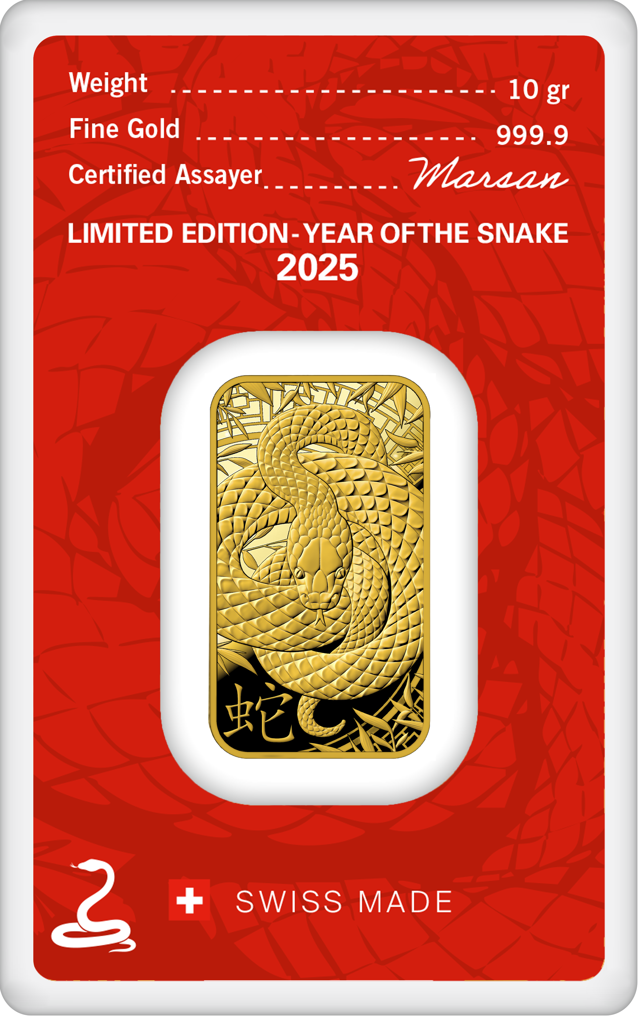 10g Gold Mint Bar 999.9 - Year of the Snake