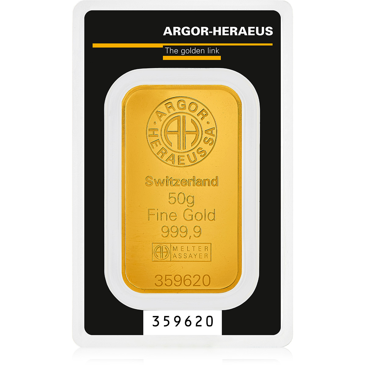 50g Gold Mint Bar 999.9 (front)