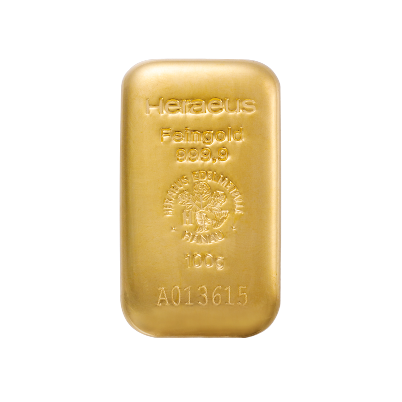 100g Gold Cast Bar 999.9