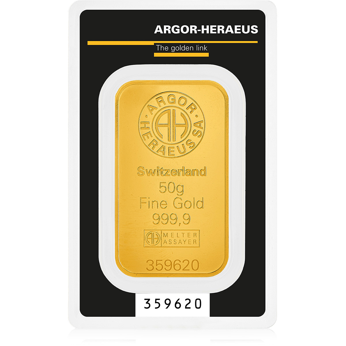 50g Gold Mint Kinebar® 999.9 (front)