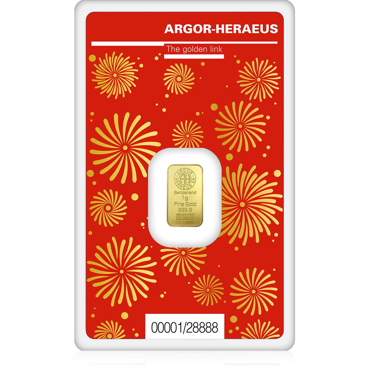 1g Gold Minted Bar 999.9 - Year of the Dragon front