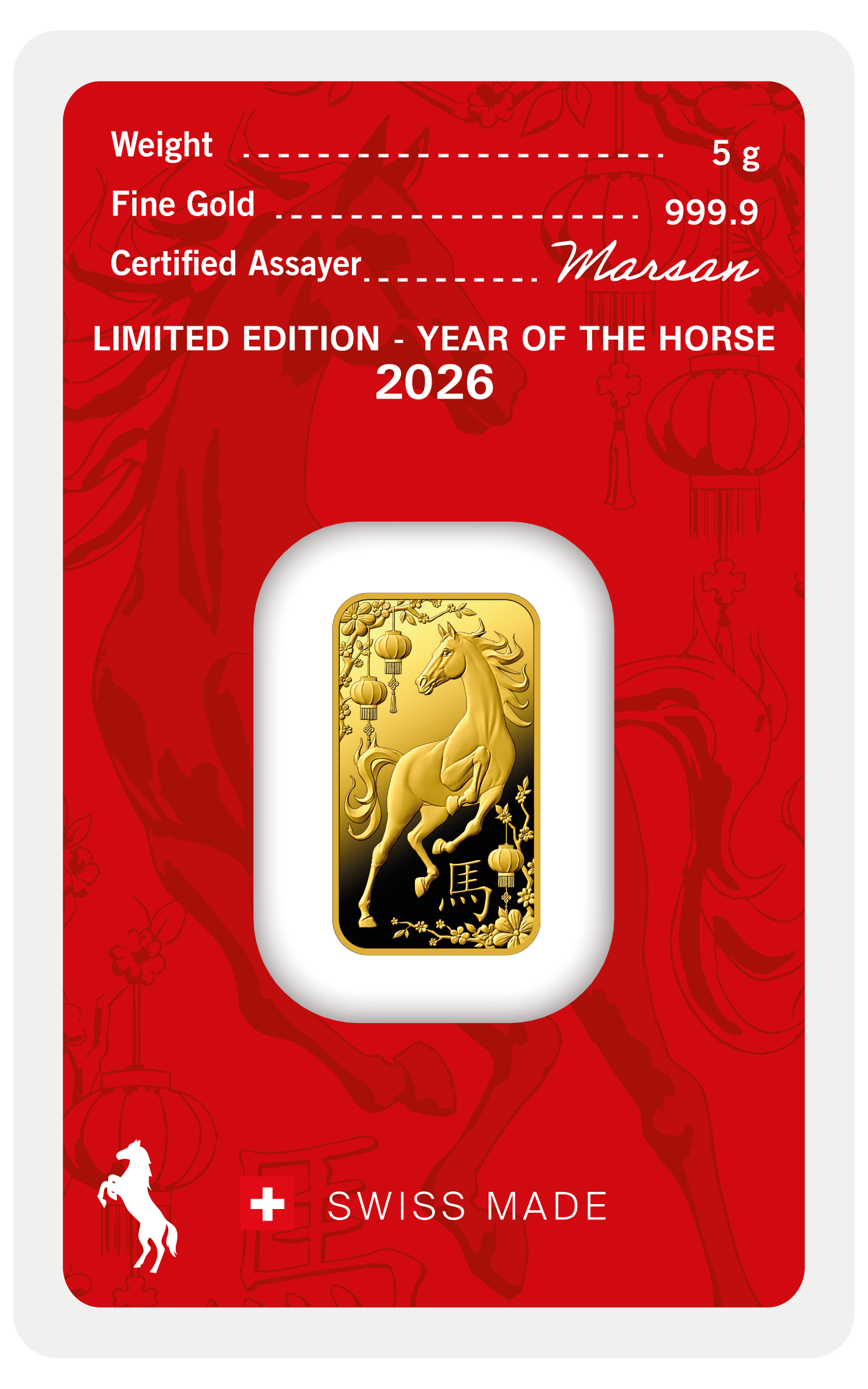 5g Gold Mint Bar 999.9 - Year of the Horse